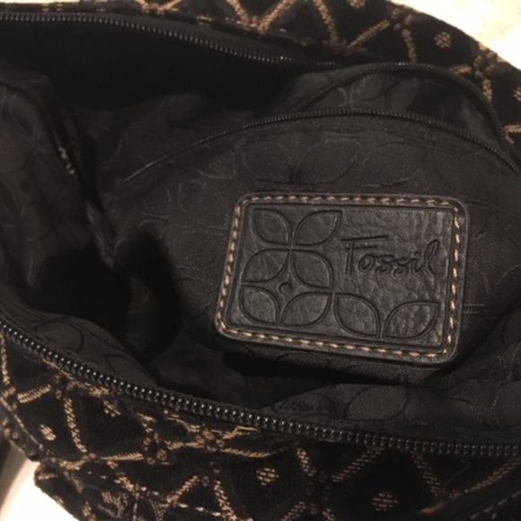 Fossil Floral/Geometric Fabric Shoulder Bag Adjustable Strap 11.5"x10.5" - Picture 8 of 16